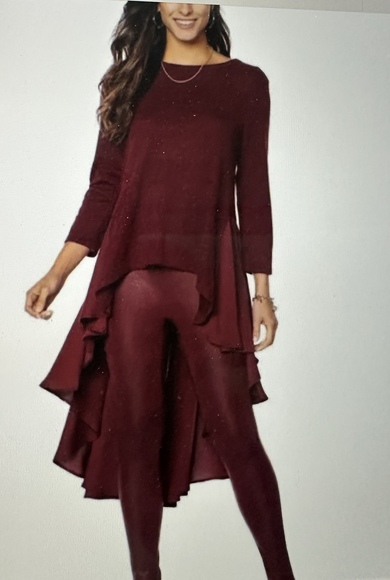 Dianne Gilman Tops - Burgundy party high low top multi media top Diane Gilman